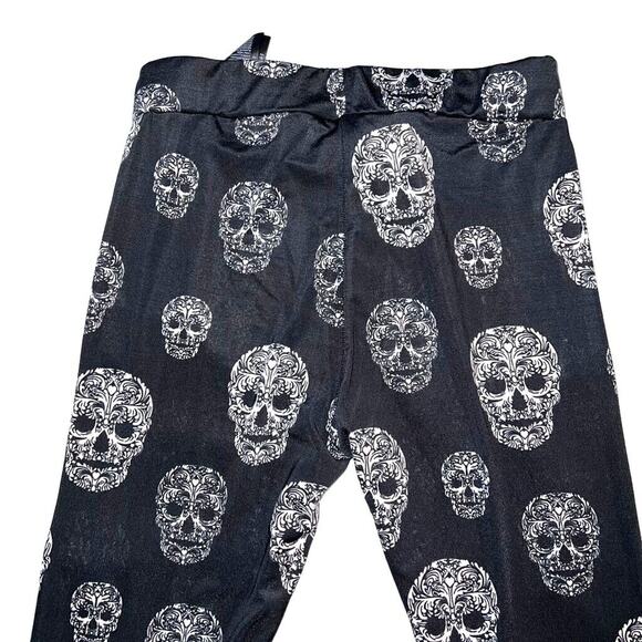 H&M Divided Womens Leggings Skull Print Skinny Stretch Black White Size 6 - Picture 5 of 8